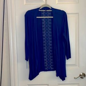 Apt. 9 Blue Cardigan Sweater with Lace Detail EUC